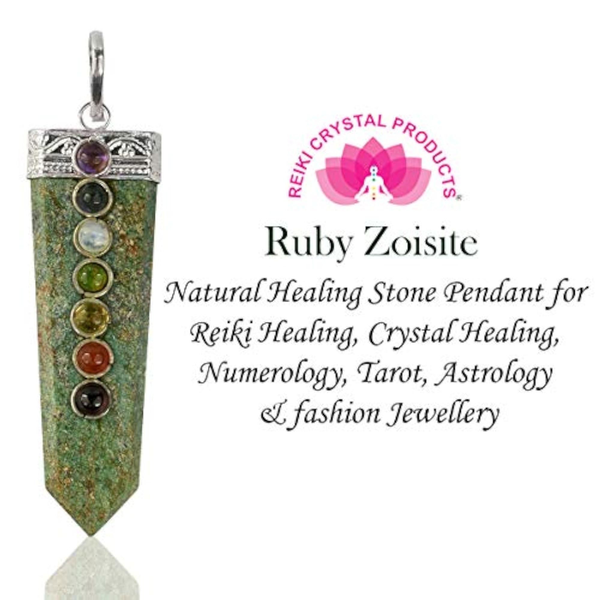 Natural Ruby Zoisite 7 Chakra Bead Pendant